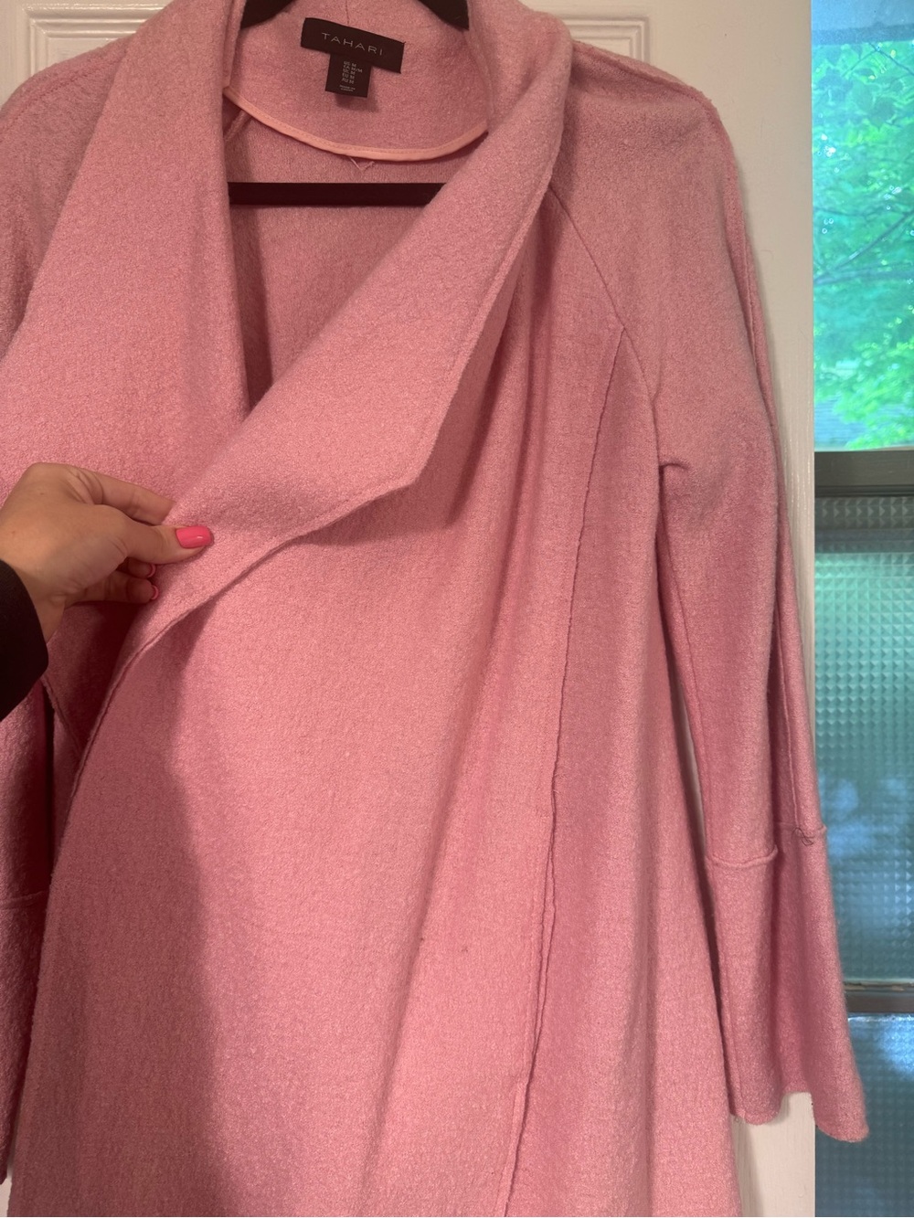 TAHARI Mauve Pink Wool Blend Open Front Coat - Picture 4 of 9
